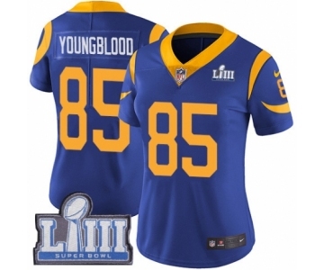 Women's Nike Los Angeles Rams #85 Jack Youngblood Royal Blue Alternate Vapor Untouchable Limited Player Super Bowl LIII Bound NFL Jersey