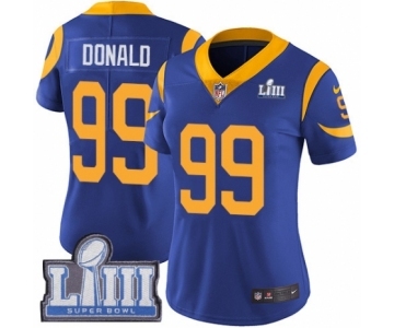 Women's Nike Los Angeles Rams #99 Aaron Donald Royal Blue Alternate Vapor Untouchable Limited Player Super Bowl LIII Bound NFL Jersey