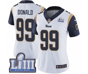 Women's Nike Los Angeles Rams #99 Aaron Donald White Vapor Untouchable Limited Player Super Bowl LIII Bound NFL Jersey