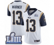 Youth Nike Los Angeles Rams #13 Kurt Warner White Vapor Untouchable Limited Player Super Bowl LIII Bound NFL Jersey