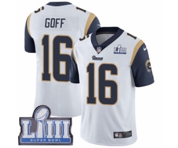 Youth Nike Los Angeles Rams #16 Jared Goff White Vapor Untouchable Limited Player Super Bowl LIII Bound NFL Jersey