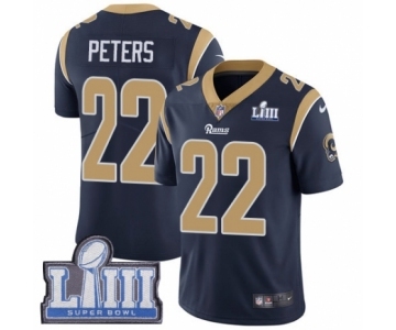 Youth Nike Los Angeles Rams #22 Marcus Peters Navy Blue Team Color Vapor Untouchable Limited Player Super Bowl LIII Bound NFL Jersey