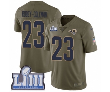 Youth Nike Los Angeles Rams #23 Nickell Robey-Coleman Limited Olive 2017 Salute to Service Super Bowl LIII Bound NFL Jersey