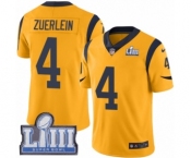 Youth Nike Los Angeles Rams #4 Greg Zuerlein Limited Gold Rush Vapor Untouchable Super Bowl LIII Bound NFL Jersey