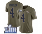 Youth Nike Los Angeles Rams #4 Greg Zuerlein Limited Olive 2017 Salute to Service Super Bowl LIII Bound NFL Jersey