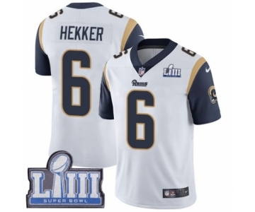 Youth Nike Los Angeles Rams #6 Johnny Hekker White Vapor Untouchable Limited Player Super Bowl LIII Bound NFL Jersey