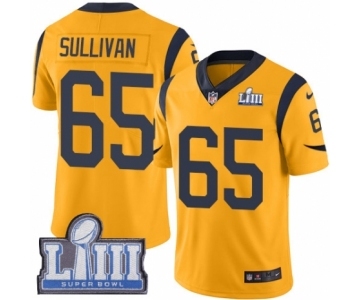 Youth Nike Los Angeles Rams #65 John Sullivan Limited Gold Rush Vapor Untouchable Super Bowl LIII Bound NFL Jersey