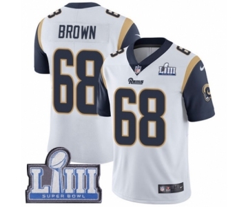 Youth Nike Los Angeles Rams #68 Jamon Brown White Vapor Untouchable Limited Player Super Bowl LIII Bound NFL Jersey