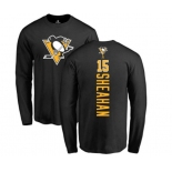 NHL Adidas Pittsburgh Penguins #15 Riley Sheahan Black Backer Long Sleeve T-Shirt