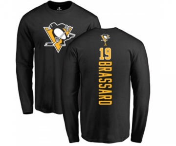 NHL Adidas Pittsburgh Penguins #19 Derick Brassard Black Backer Long Sleeve T-Shirt