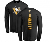 NHL Adidas Pittsburgh Penguins #3 Olli Maatta Black Backer Long Sleeve T-Shirt