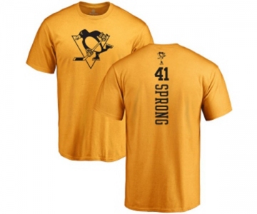 NHL Adidas Pittsburgh Penguins #41 Daniel Sprong Gold One Color Backer T-Shirt