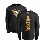 NHL Adidas Pittsburgh Penguins #6 Jamie Oleksiak Black Backer Long Sleeve T-Shirt