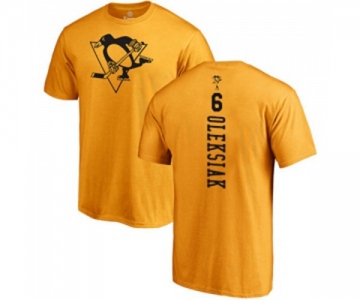 NHL Adidas Pittsburgh Penguins #6 Jamie Oleksiak Gold One Color Backer T-Shirt