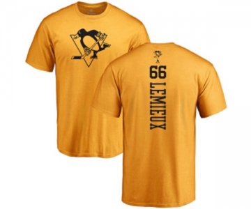 NHL Adidas Pittsburgh Penguins #66 Mario Lemieux Gold One Color Backer T-Shirt