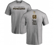 NHL Adidas Pittsburgh Penguins #68 Jaromir Jagr Ash Backer T-Shirt