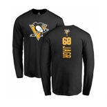 NHL Adidas Pittsburgh Penguins #68 Jaromir Jagr Black Backer Long Sleeve T-Shirt