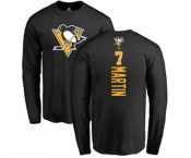 NHL Adidas Pittsburgh Penguins #7 Paul Martin Black Backer Long Sleeve T-Shirt