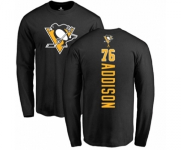 NHL Adidas Pittsburgh Penguins #76 Calen Addison Black Backer Long Sleeve T-Shirt