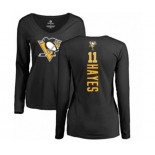 NHL Women Adidas Pittsburgh Penguins #11 Jimmy Hayes Black Backer Long Sleeve T-Shirt