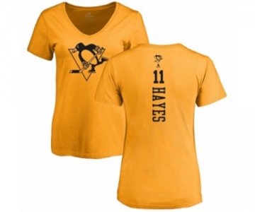 NHL Women Adidas Pittsburgh Penguins #11 Jimmy Hayes Gold One Color Backer T-Shirt