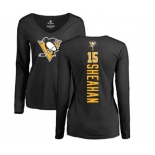 NHL Women Adidas Pittsburgh Penguins #15 Riley Sheahan Black Backer Long Sleeve T-Shirt