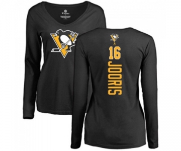 NHL Women Adidas Pittsburgh Penguins #16 Josh Jooris Black Backer Long Sleeve T-Shirt