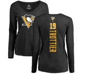 NHL Women Adidas Pittsburgh Penguins #19 Bryan Trottier Black Backer Long Sleeve T-Shirt