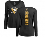 NHL Women Adidas Pittsburgh Penguins #30 Matt Murray Black Backer Long Sleeve T-Shirt