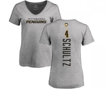 NHL Women Adidas Pittsburgh Penguins #4 Justin Schultz Ash Backer T-Shirt