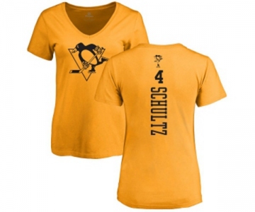 NHL Women Adidas Pittsburgh Penguins #4 Justin Schultz Gold One Color Backer T-Shirt