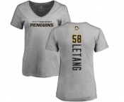 NHL Women Adidas Pittsburgh Penguins #58 Kris Letang Ash Backer T-Shirt