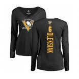 NHL Women Adidas Pittsburgh Penguins #6 Jamie Oleksiak Black Backer Long Sleeve T-Shirt