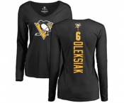 NHL Women Adidas Pittsburgh Penguins #6 Jamie Oleksiak Black Backer Long Sleeve T-Shirt