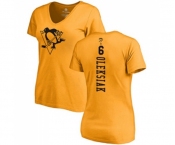 NHL Women Adidas Pittsburgh Penguins #6 Jamie Oleksiak Gold One Color Backer T-Shirt