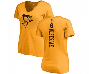 NHL Women Adidas Pittsburgh Penguins #6 Jamie Oleksiak Gold One Color Backer T-Shirt