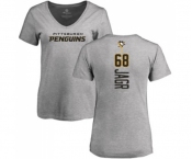 NHL Women Adidas Pittsburgh Penguins #68 Jaromir Jagr Ash Backer T-Shirt