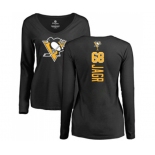 NHL Women Adidas Pittsburgh Penguins #68 Jaromir Jagr Black Backer Long Sleeve T-Shirt