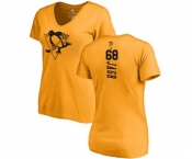 NHL Women Adidas Pittsburgh Penguins #68 Jaromir Jagr Gold One Color Backer T-Shirt