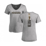 NHL Women Adidas Pittsburgh Penguins #7 Paul Martin Ash Backer T-Shirt