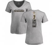 NHL Women Adidas Pittsburgh Penguins #7 Paul Martin Ash Backer T-Shirt