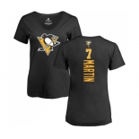 NHL Women Adidas Pittsburgh Penguins #7 Paul Martin Black Backer T-Shirt