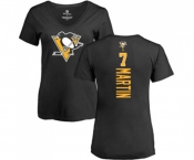 NHL Women Adidas Pittsburgh Penguins #7 Paul Martin Black Backer T-Shirt