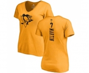 NHL Women Adidas Pittsburgh Penguins #7 Paul Martin Gold One Color Backer T-Shirt