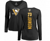 NHL Women Adidas Pittsburgh Penguins #73 Jack Johnson Black Backer Long Sleeve T-Shirt