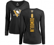 NHL Women Adidas Pittsburgh Penguins #8 Brian Dumoulin Black Backer Long Sleeve T-Shirt