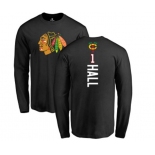 NHL Adidas Chicago Blackhawks #1 Glenn Hall Black Backer Long Sleeve T-Shirt