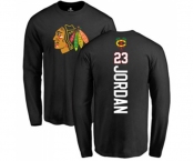 NHL Adidas Chicago Blackhawks #23 Michael Jordan Black Backer Long Sleeve T-Shirt