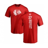 NHL Adidas Chicago Blackhawks #27 Adam Boqvist Red One Color Backer T-Shirt