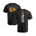 NHL Adidas Chicago Blackhawks #3 Pierre Pilote Black Backer T-Shirt